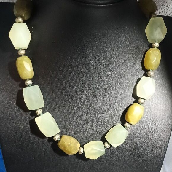 Sigrid Olsen Chunky Green Stone Necklace Toggle Clasp Boho Artisan Jewelry 18" - Picture 8 of 9